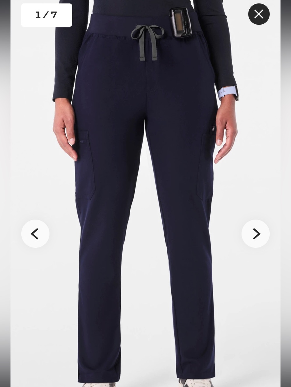 Figs Yola High-Rise Slim Scrub Pant in Navy